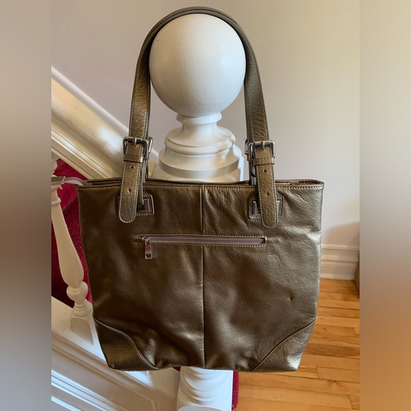 Genuine Leather Metallic Bronze Tote Bag in EUC. - Picture 2 of 4
